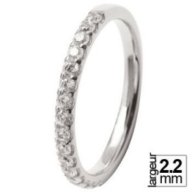 Alliance femme Or blanc diamant - Alliance de mariage Or...