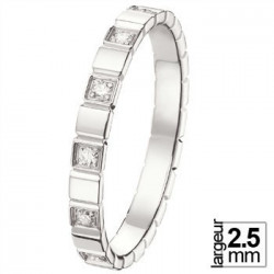 Alliance de mariage originale Diamants et Or blanc faite sur-mesure