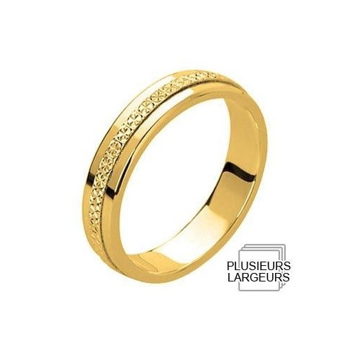 Belle Alliance Diamantée femme Or jaune poli avec chanfreins-04030613J