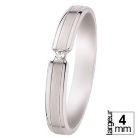 Alliance femme Or blanc diamant - Alliance de mariage Or...