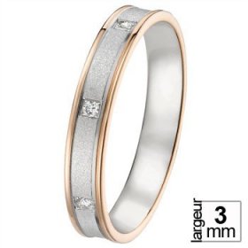 Alliance Or blanc Diamant - Alliance de mariage 2 Ors...