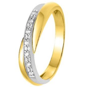 Or jaune, rose & Diamant créatives - Alliance de mariage 2 Ors...