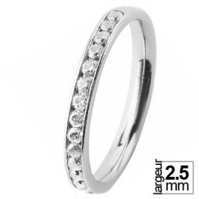 Alliance femme Or blanc diamant - Alliance de mariage Or...