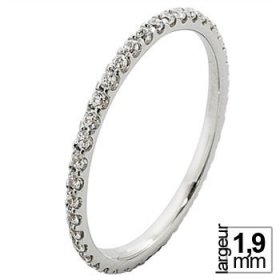 Alliance femme Or blanc diamant - Alliance de mariage Or...