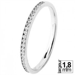 Alliance de mariage Or blanc 750 demi-tour Diamant