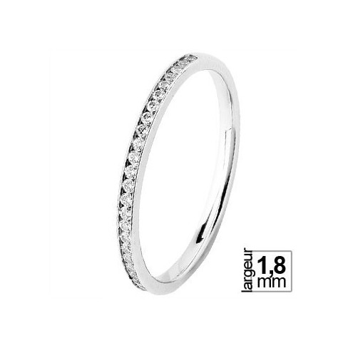 Alliance de mariage Or blanc 750 demi-tour Diamant