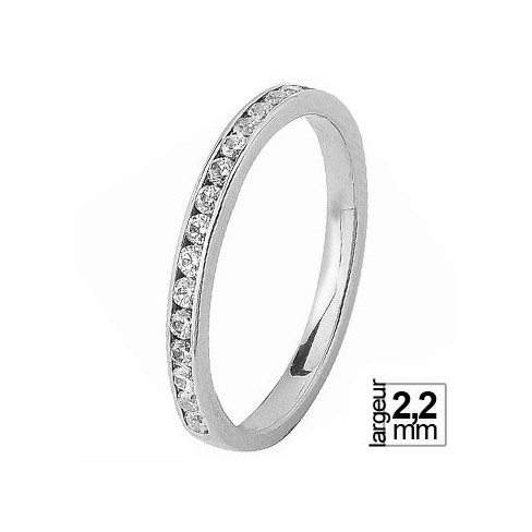 Alliance de mariage Or blanc 750 demi-tour Diamant