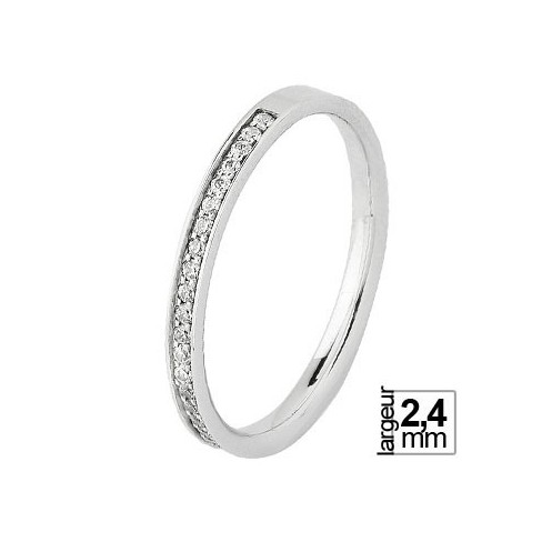 Alliance de mariage Or blanc 750 demi-tour Diamant