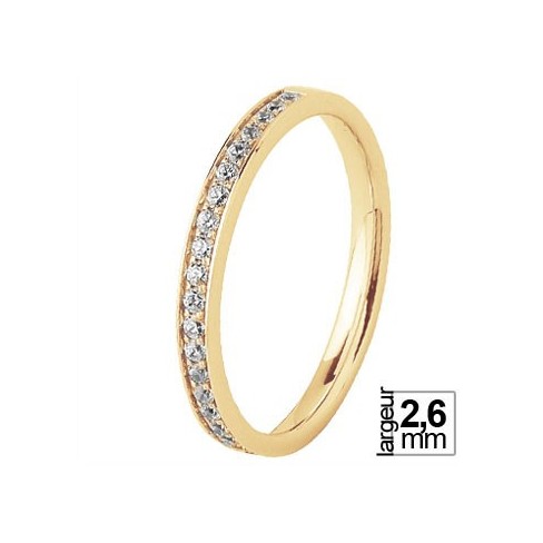 Alliance de mariage Brillante Diamantée Or jaune 18 carats pour femme