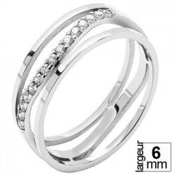 Alliance de mariage originale pour femme en Or blanc serti 15 Diamants