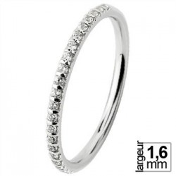 Alliance de mariage Or blanc 750 demi-tour Diamant