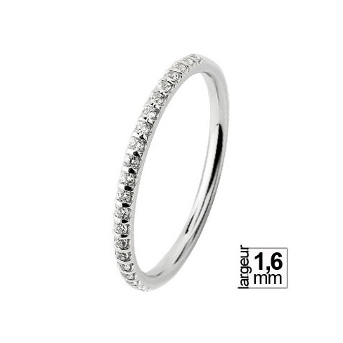 Alliance de mariage Or blanc 750 demi-tour Diamant