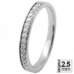 Alliance de mariage Or blanc 750 demi-tour Diamant