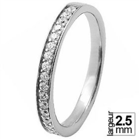 Alliance femme Or blanc diamant - Alliance de mariage Or...