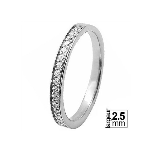 Alliance de mariage Or blanc 750 demi-tour Diamant