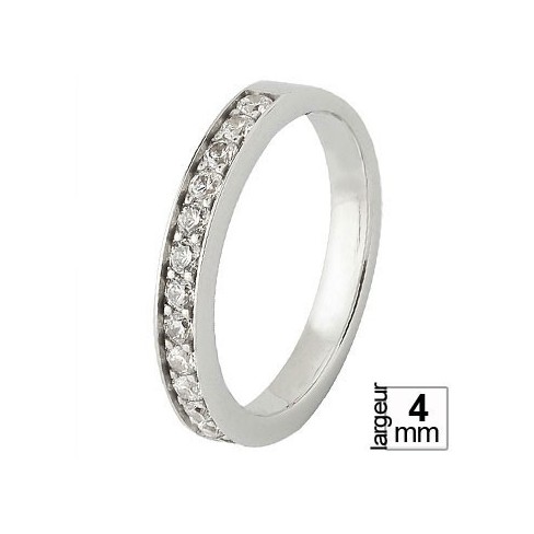 Alliance de mariage Or blanc 750 demi-tour Diamant