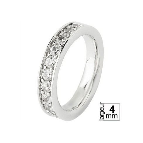 Alliance de mariage Or blanc 750 demi-tour Diamant