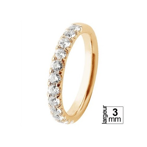 Splendide alliance de mariage femme Or jaune serti griffes 12 diamants