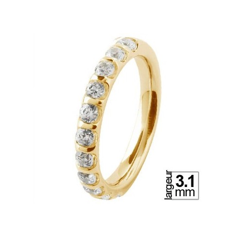 Superbe alliance de mariage Femme Or jaune serti barrettes 11 Diamants