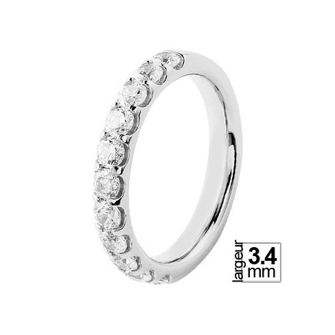 Alliance de mariage Or blanc 750 demi-tour Diamant