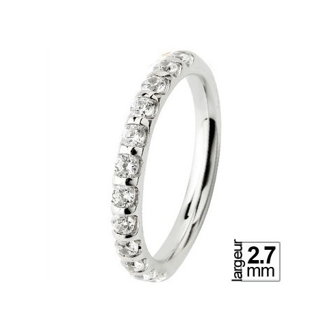 Alliance de mariage Or blanc 750 demi-tour Diamant