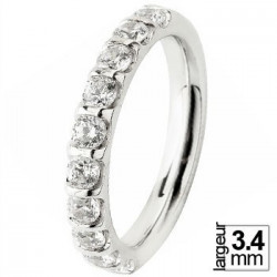 Alliance de mariage Or blanc 750 demi-tour Diamant