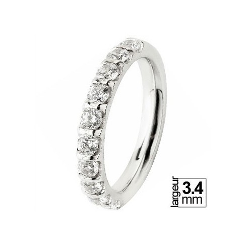 Alliance de mariage Or blanc 750 demi-tour Diamant