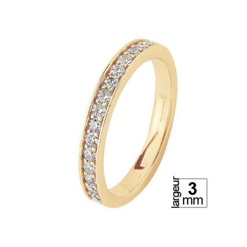 Fine alliance de mariage resplendissante Or jaune 16 Diamants blancs