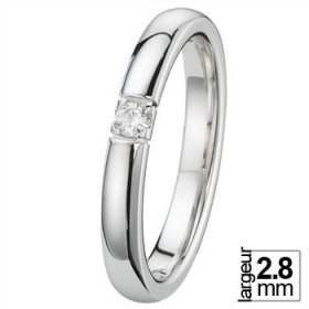 Alliance femme Or blanc diamant - Alliance de mariage Or...