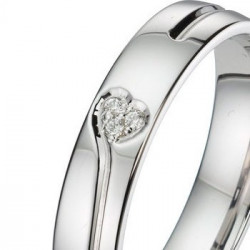 Bague de mariage Or blanc et Diamant -Fabrication française en Atelier