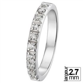 Alliance femme Or blanc diamant - Alliance de mariage Or...