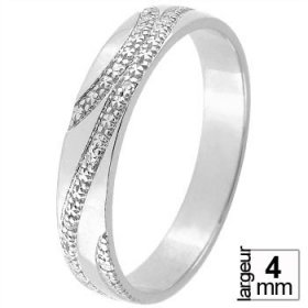 Or blanc & Diamant créatives - Alliance de mariage Or...