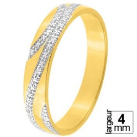 Or jaune, rose & Diamant créatives - Alliance de mariage 2 Ors...