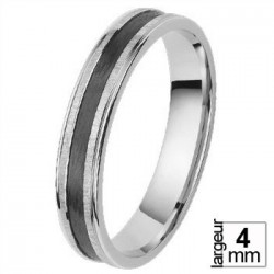 Alliance de mariage Or blanc et carbone