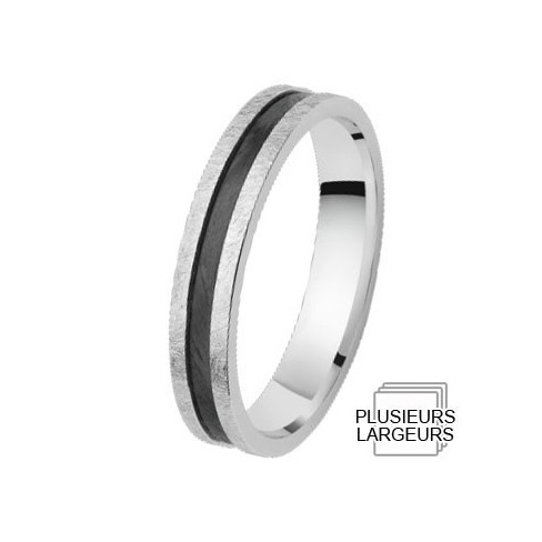 Alliance de mariage Or blanc et carbone Alliance de mariage Or blanc et carbone
