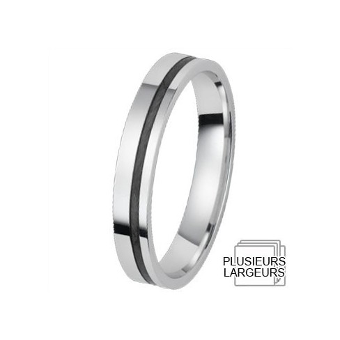 Alliance de mariage Or blanc et carbone Alliance de mariage Or blanc et carbone