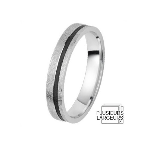 Alliance de mariage Or blanc 750 et carbone Alliance de mariage Or blanc 750 et carbone