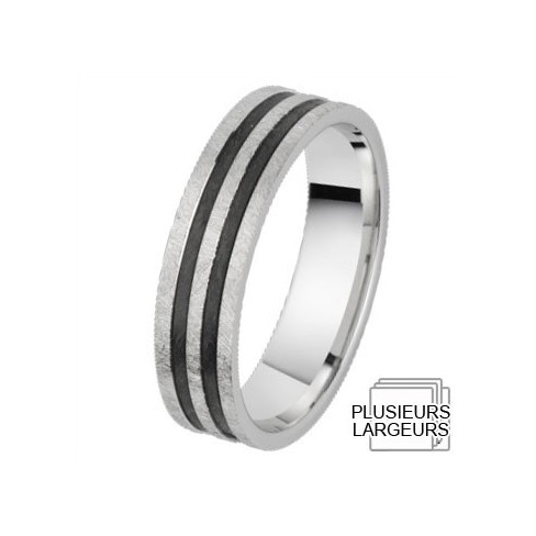 Alliance de mariage Or blanc 750 et carbone Alliance de mariage Or blanc 750 et carbone