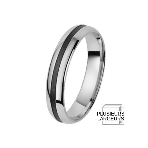 Alliance de mariage Or blanc 750 et carbone Alliance de mariage Or blanc 750 et carbone