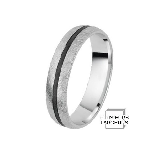 Alliance de mariage Or blanc 750 et carbone Alliance de mariage Or blanc 750 et carbone