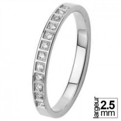 Bague de mariage femme Or blanc demi-tour Diamant - Qualité Premium