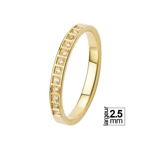 Alliance de mariage Or jaune 750 demi-tour Diamant