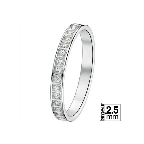 Alliance de mariage Or blanc 750 tour complet Diamant