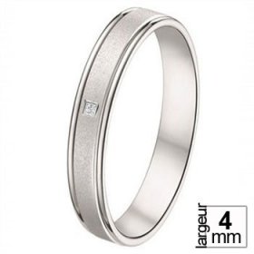 Alliance femme Or blanc diamant - Alliance de mariage Or...