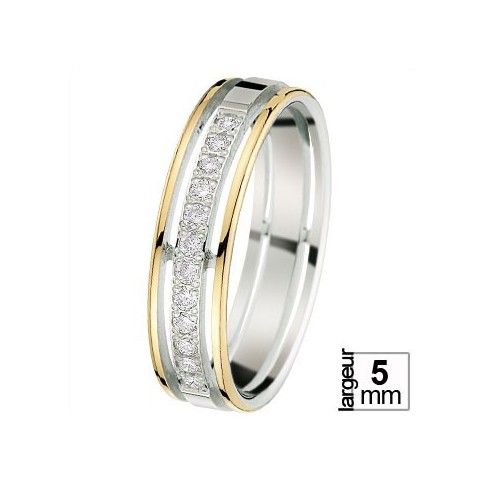 Alliance de mariage 2 Ors 750 Diamant