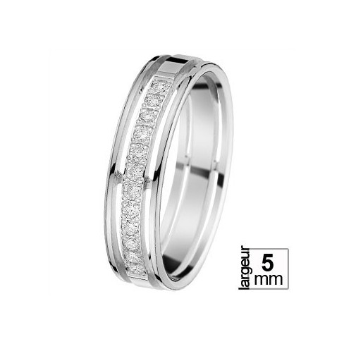 Alliance de mariage Or blanc 750 Diamant