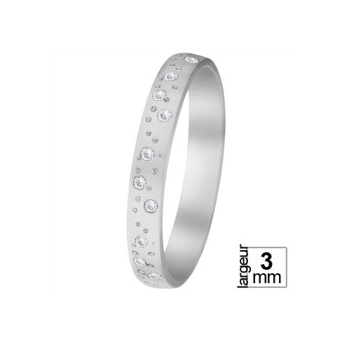 Alliance de mariage Or blanc 750 tour complet Diamant