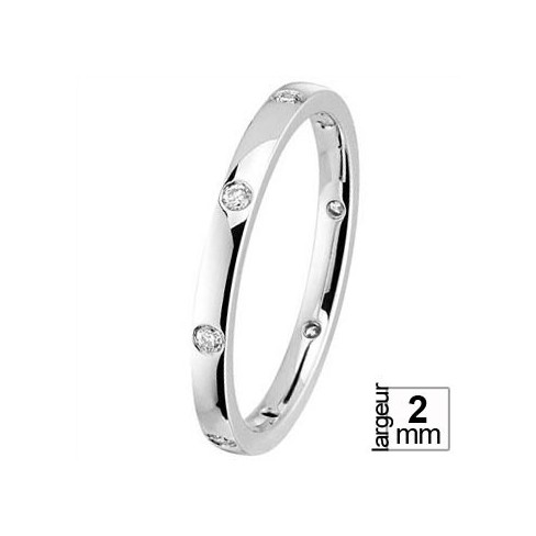 Alliance de mariage Or blanc 750 tour-complet Diamant Alliance de mariage Or blanc 750 tour-complet Diamant