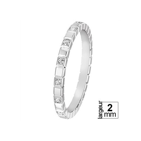 Alliance de mariage Or blanc 750 demi-tour Diamant pour Femme - BA