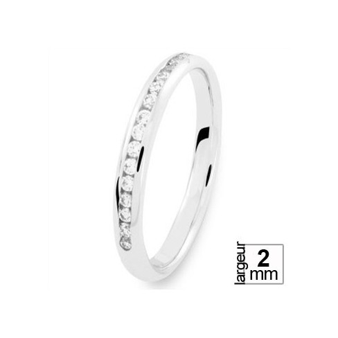 Alliance de mariage en Or Blanc sertie pour femme - Boutique Alliance